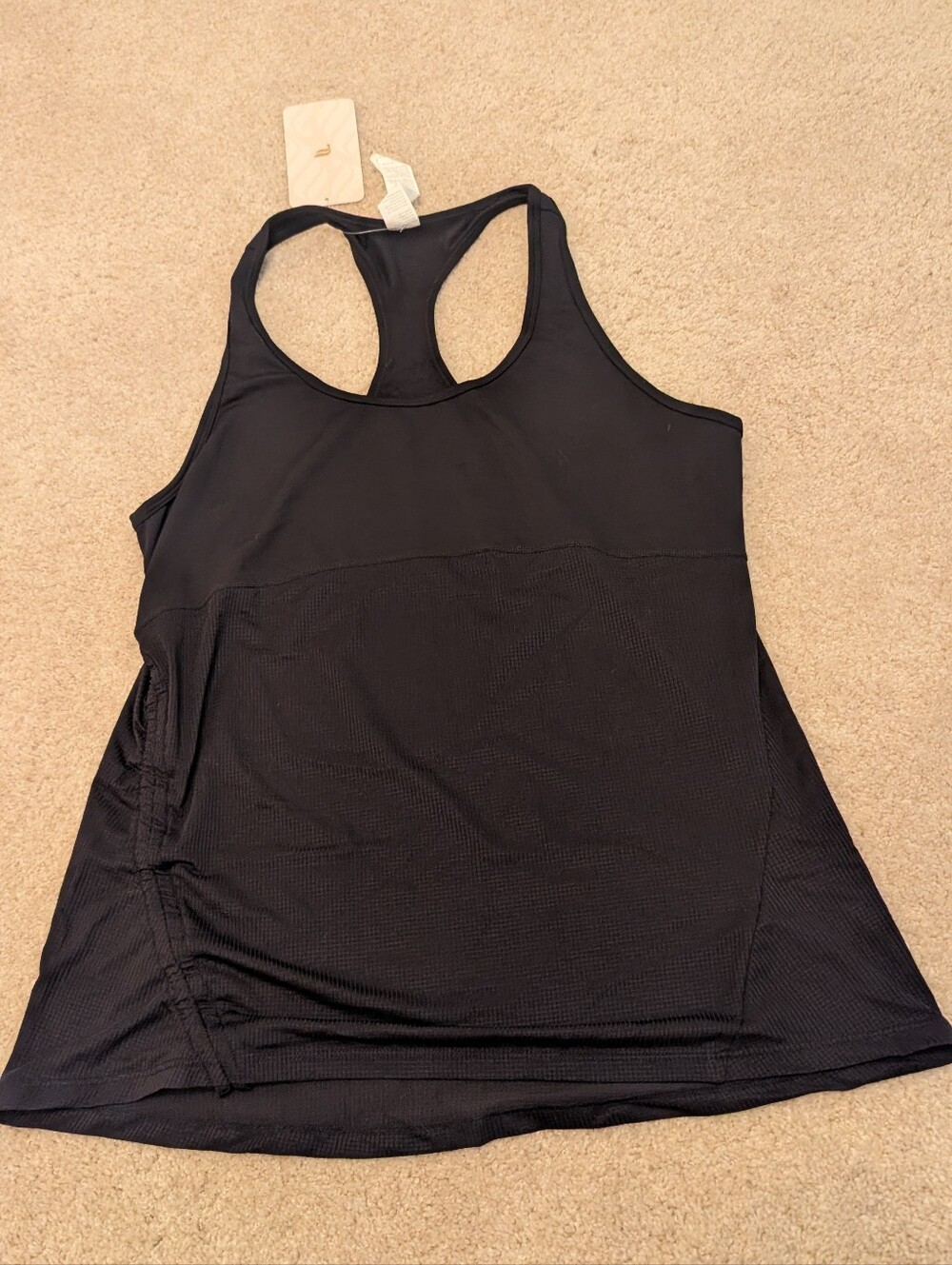 Fabletics Cashel Curved Cinch Tank – Black, Size L, NWT